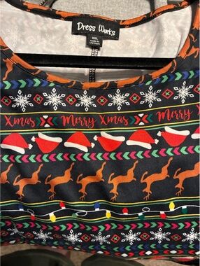 Dress Works Festive Christmas Ugly Sweater Dress Reindeer Santa Hat Size XXL